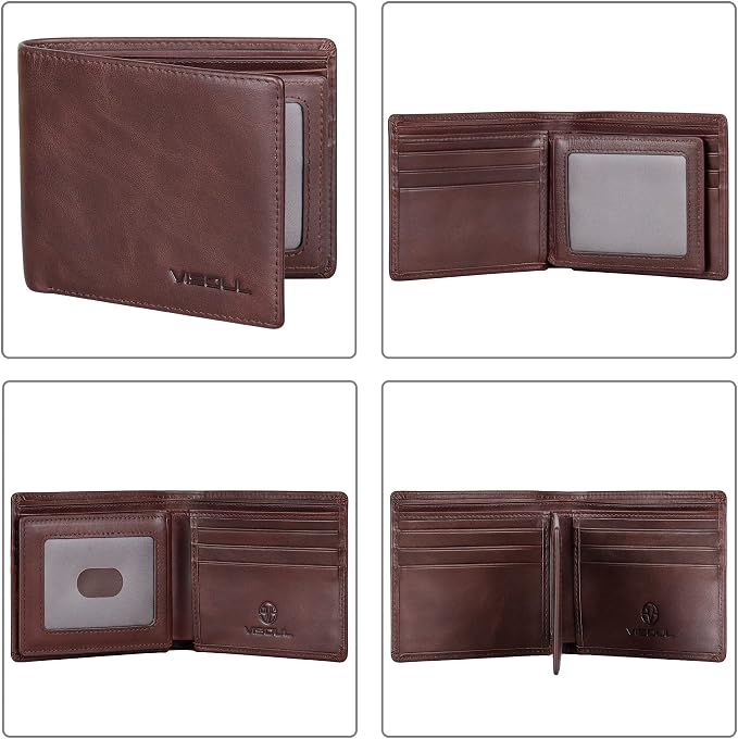 VISOUL Mens Bifold Leather RFID Blocking Wallet - Image 2