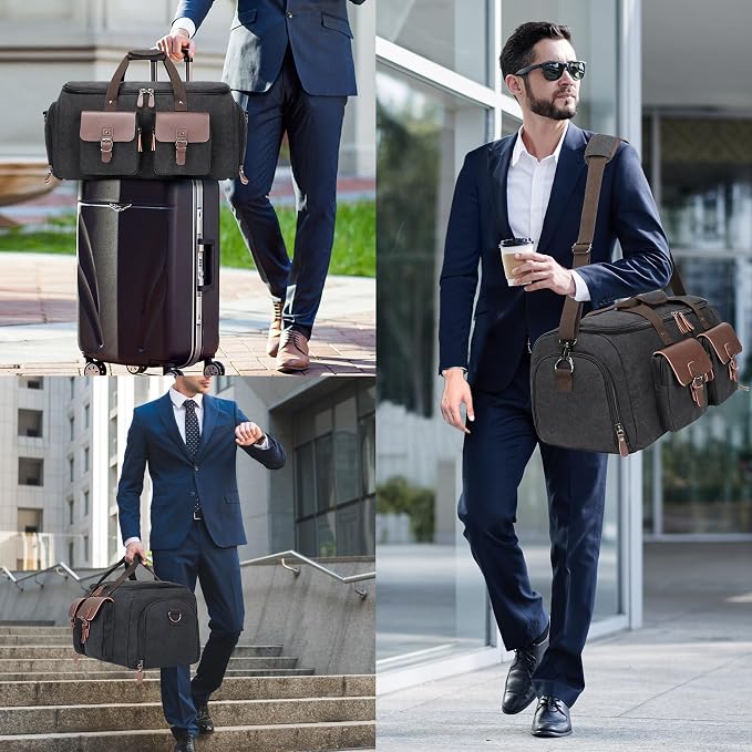 Canvas Garment Bags for Travel, Convertible Carry On Garment Duffel Bag for Men - Image 9