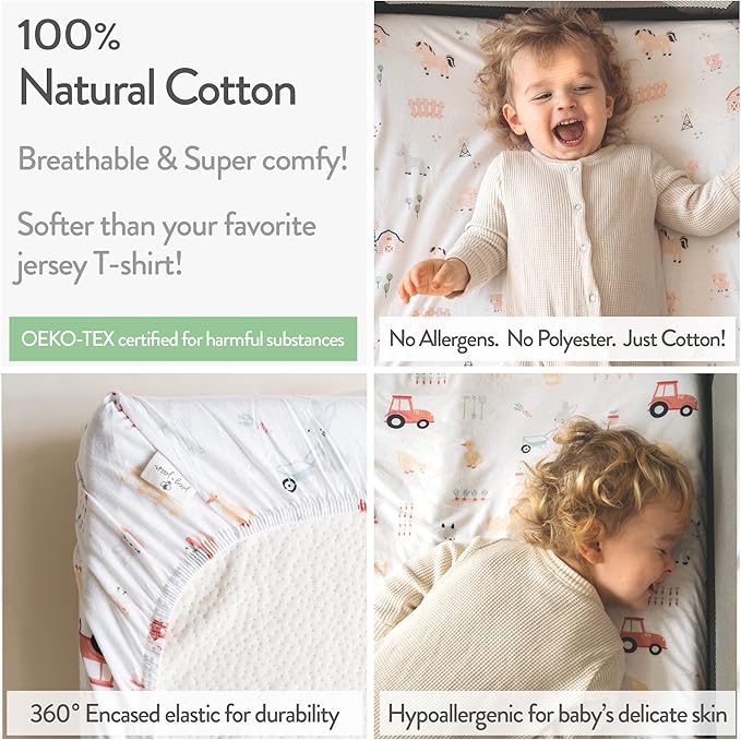Travel Crib Fitted Sheets for Baby Bjorn, Guava Lotus Travel Crib and 24 x 42 - Image 3
