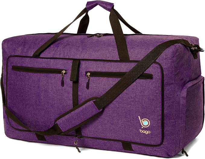 Bago Foldable Duffel Bags for Traveling Women & Men - 60L Medium Packable by BagoTravelBags
