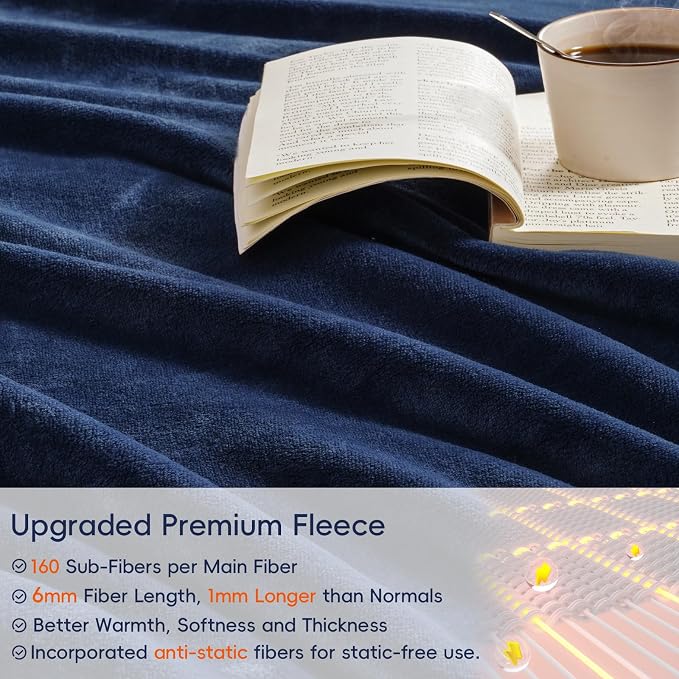 PHF Ultra Soft Fleece Blanket King Size, No Shed No Pilling Luxury Plush Cozy - Image 4