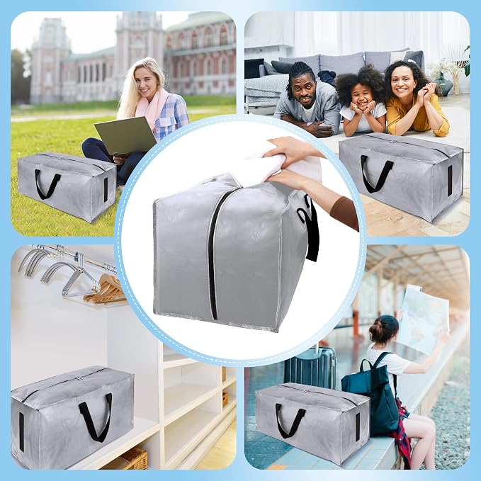 8 Pack Large Strong Bags with Zippers & Carrying Handles - Image 7