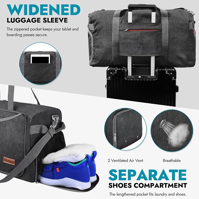 Canway 85L Travel Duffel Bag, Foldable Weekender Bag - Image 7