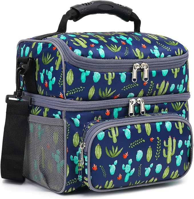 FlowFly Double Layer Cooler Insulated Lunch Bag Adult Lunch Box Large Tote Bag by FlowFly