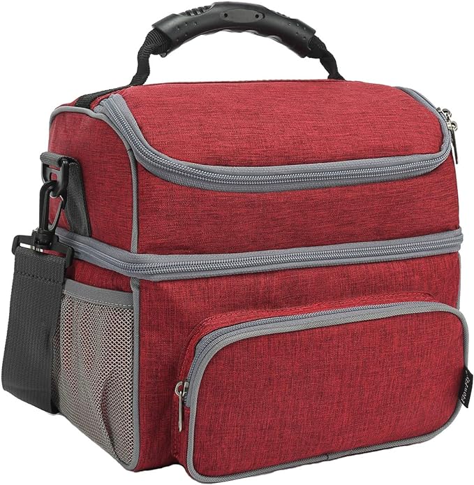 FlowFly Double Layer Cooler Insulated Lunch Bag Adult Lunch Box Large Tote Bag by FlowFly