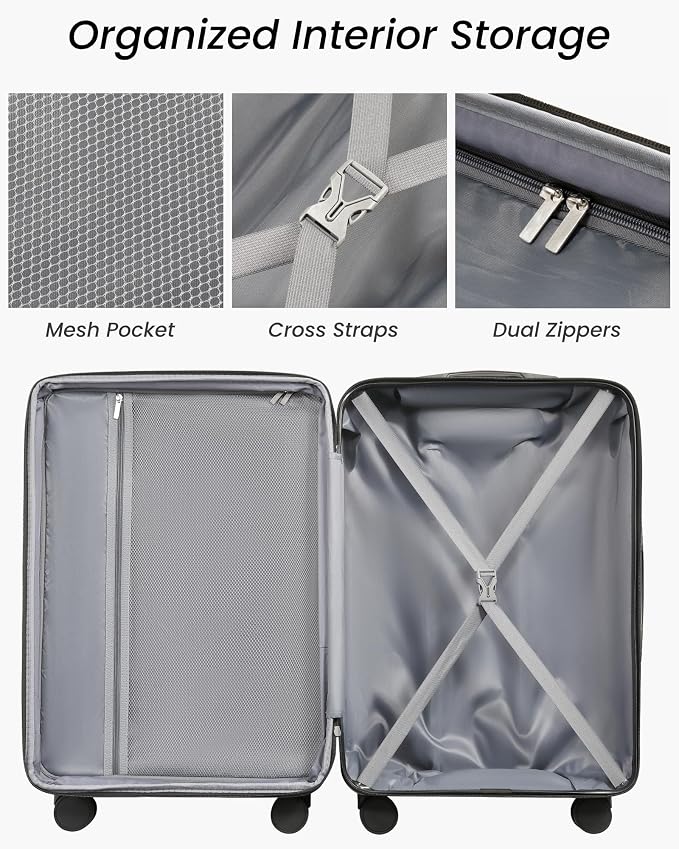 24 Inch Luggage with Spinner Wheels, Expandable Hardside Medium Checked Suitcase - Image 5