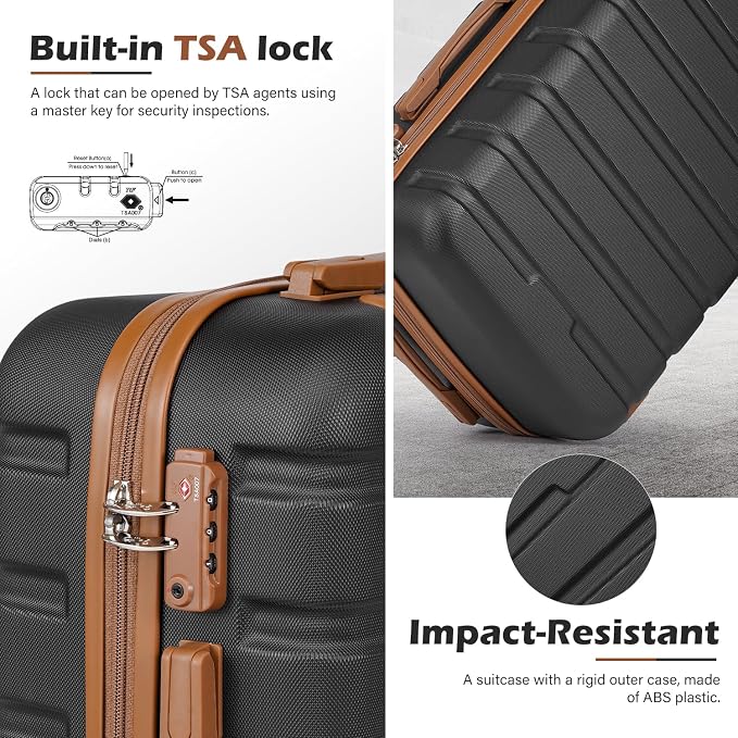 Coolife Luggage Suitcase Spinner Hardshell Lightweight TSA Lock) - Image 4