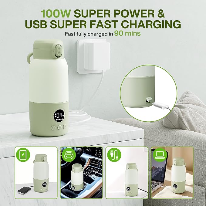 Portable Bottle Warmer for Travel, 2-Min Fast Heating Baby Bottle Warmer - Image 5