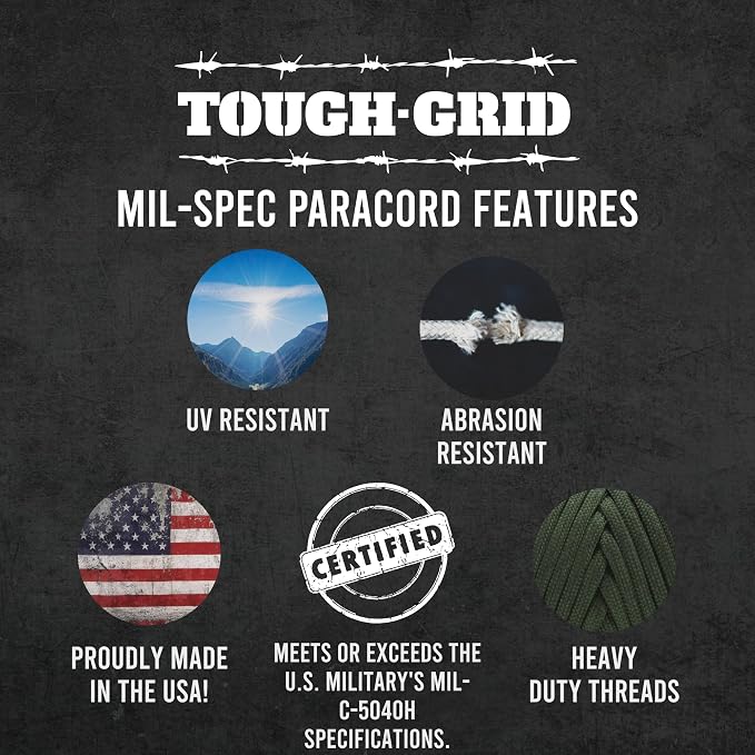 TOUGH-GRID 550 Paracord Rope Nylon Parachute Cord, Made in USA Survival Kit - Image 5