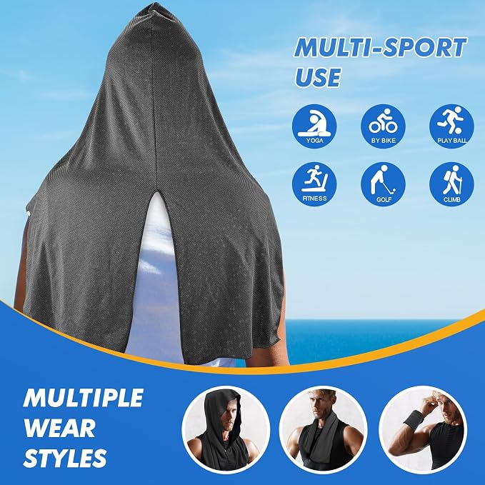 4 Pack Cooling Hoodie Towels for Neck and Face, UPF 50 Sun Protection & Instant - Image 5