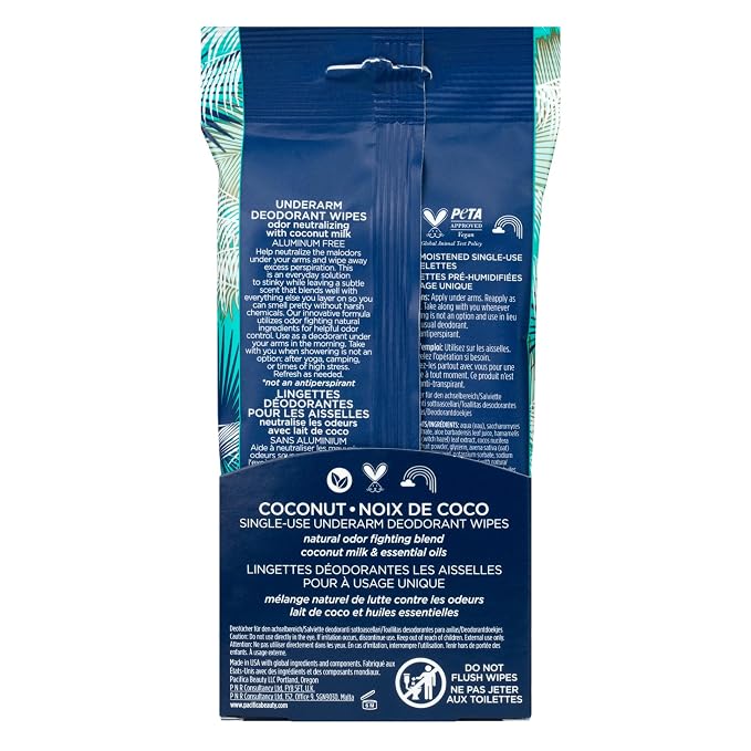Pacifica Beauty Coconut Milk & Essential Oils Underarm Deodorant Wipes - Image 12