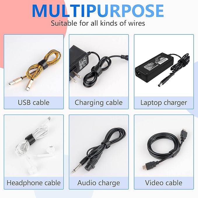 120 PCS 5/6/8 Inch Cord Wraps for Charging Cords – Data Cable Organizer Ties – - Image 4