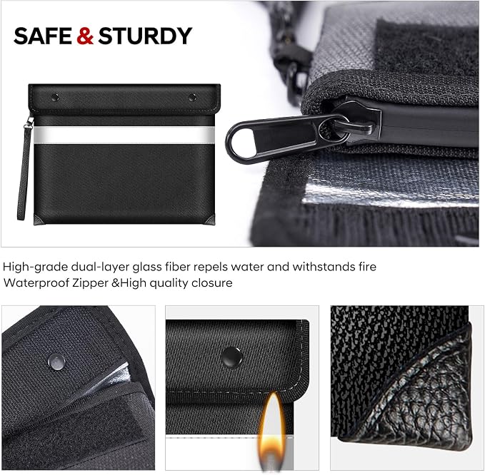 Fire Proof Bag for Documents 5200°F Heat Insulated, 13.9” X 10.6”Fireproof - Image 3
