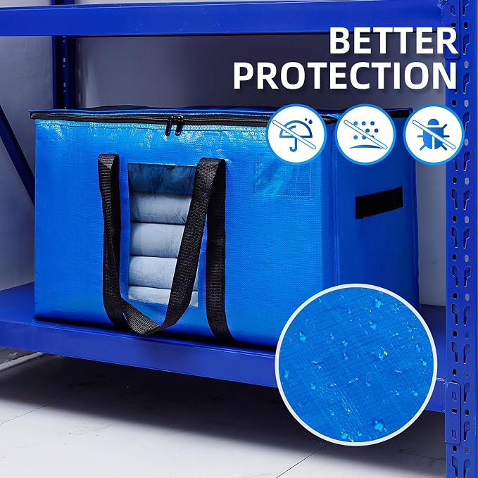 TAILI Extra Large Moving Bags, 2 Pack Blue Heavy Duty Totes - Image 8