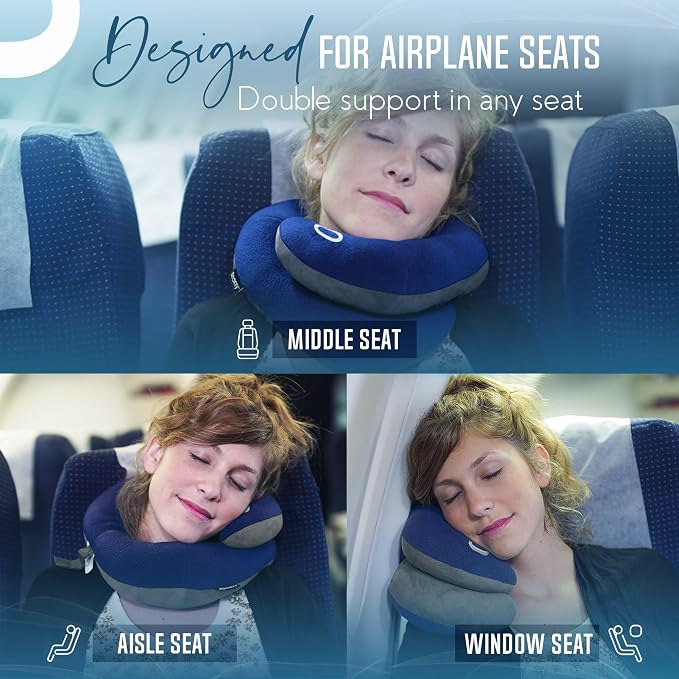 BCOZZY Travel Neck Pillow for Airplane– Patented Double Support for Head - Image 2
