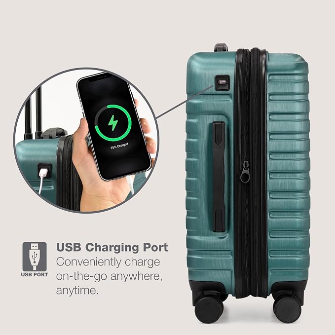 U.S. Traveler Boren Polycarbonate Hardside Rugged Travel Suitcase Luggage - Image 4