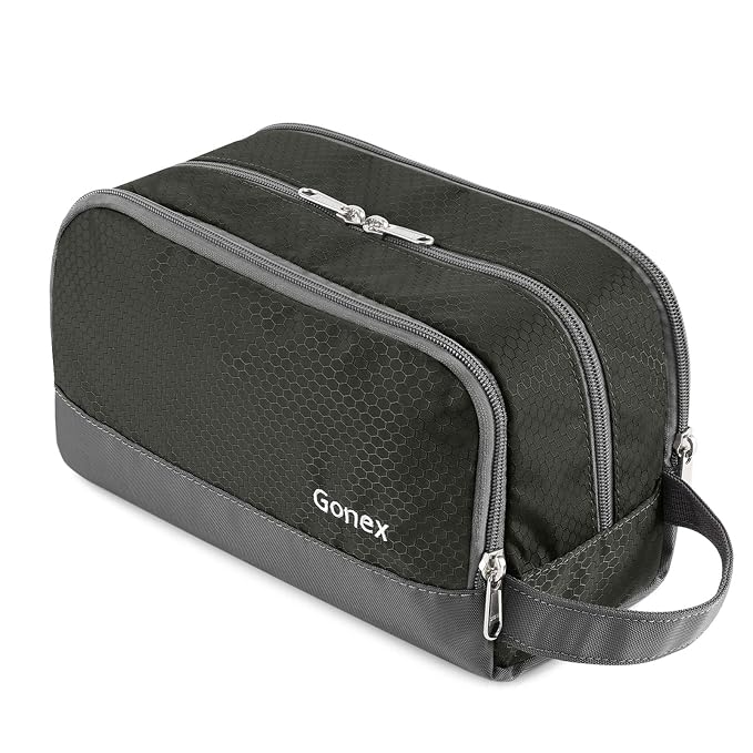 Gonex Travel Toiletry Bag Nylon, Dopp Kit Shaving Bag Toiletry Organizer Gray by Gonex