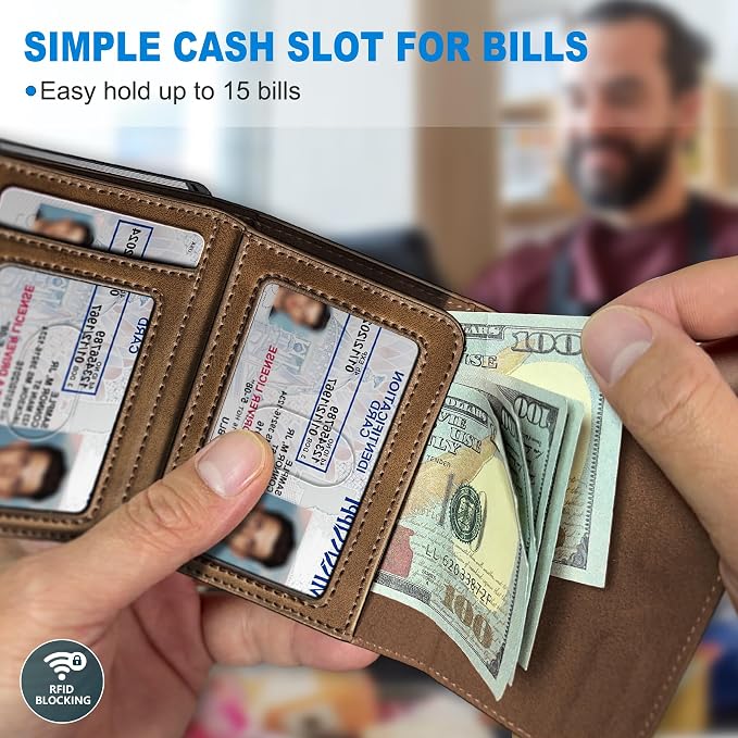Wallet for Men, with Cash Pocket 2 ID Window 9-13 Cards, Metal Case Smart Slim - Image 4