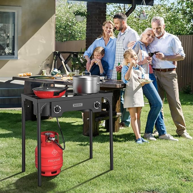 ROVSUN 2 Burner Outdoor Propane Gas Stove 150, 000 BTU High Pressure Stand - Image 7