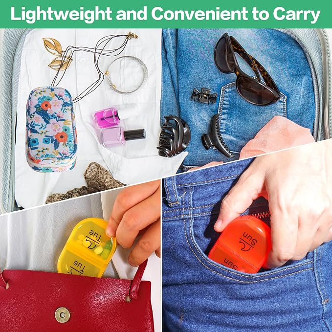 Serfeymi Weekly Travel Pill Organizer 2 Times A Day AM PM Rainbow Pill Box 7 Day - Image 6