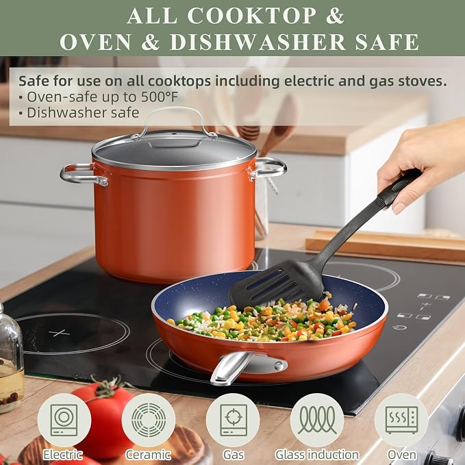 Nuwave Healthy Duralon Blue Ceramic Nonstick Coated 7pc Cookware Set, - Image 4