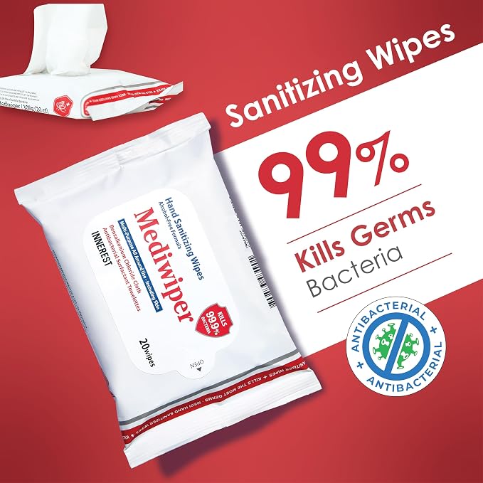 MEDIWIPER 80ct Alcohol-Free Hand Sanitizing Wipes Unscnted Wet Wipe, Hand - Image 2