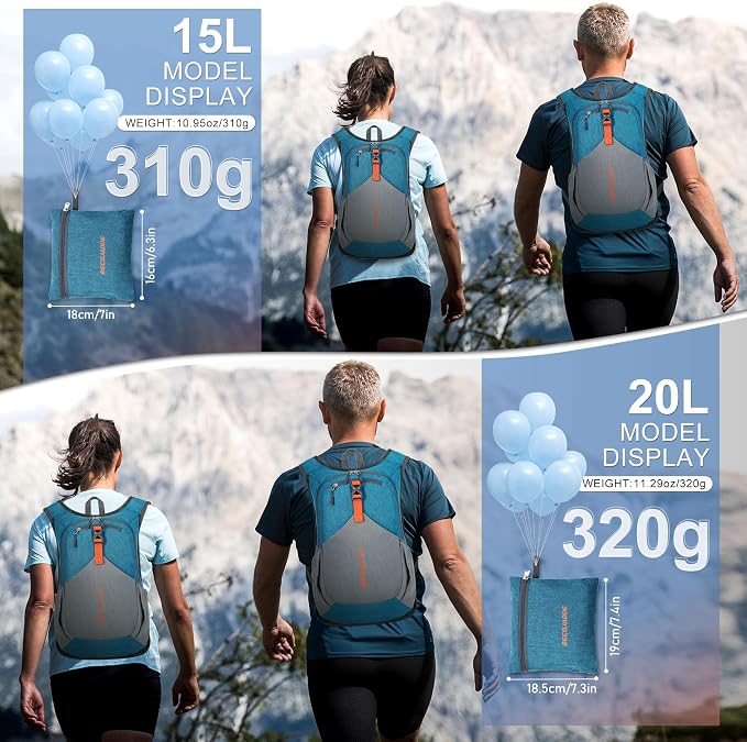 15L Small Hiking Backpack for Men Women Foldable Packable Back Pack Ultralight - Image 4