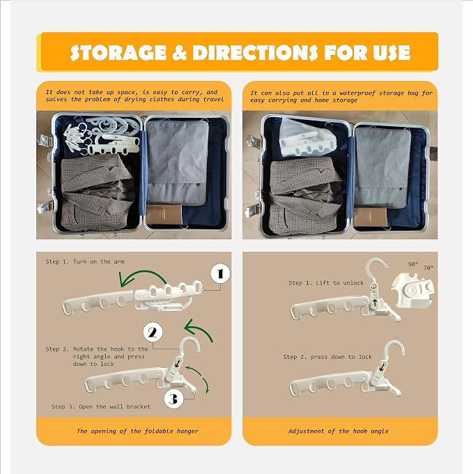 Over The Door Hooks Hanger, Foldable Portable Folding Hangers, Hanging Rack - Image 3