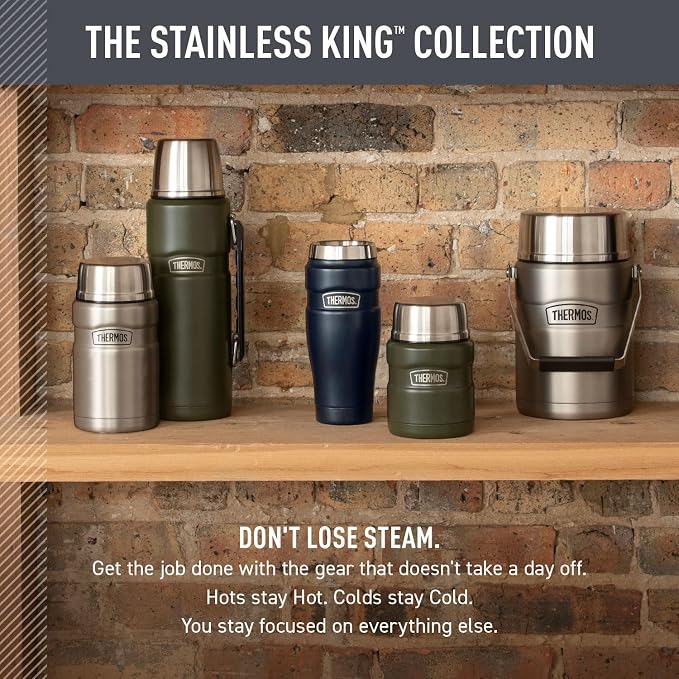 THERMOS Stainless King Vacuum-Insulated Travel Tumbler, 16 Ounce, Army Green - Image 6