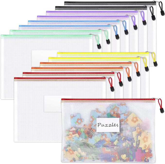 Sooez 14 Pack Mesh Zipper Pouch Bags, A4 Letter Size, Zipper Bags by Sooez