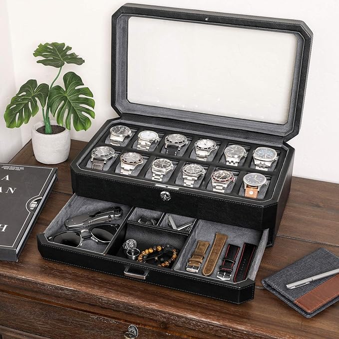 ROTHWELL 12 Slot Leather Watch Box - Image 3