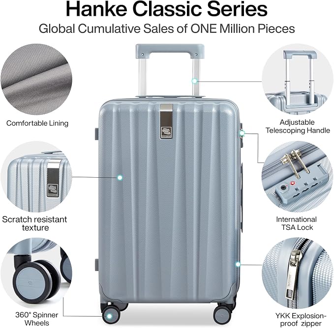 Hanke Suitcase, 2-Piece Set Lightweight Hardshell PC Luggage - Image 3