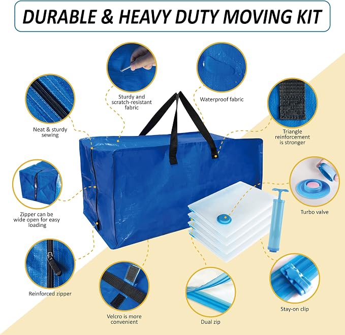 8 Pack Heavy Duty Extra Large Moving Bags - Image 5