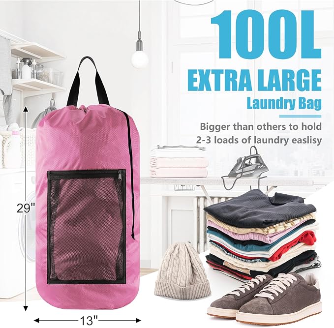 Laundry Bag Backpack, Extra Large Travel Laundry Bag - Image 4