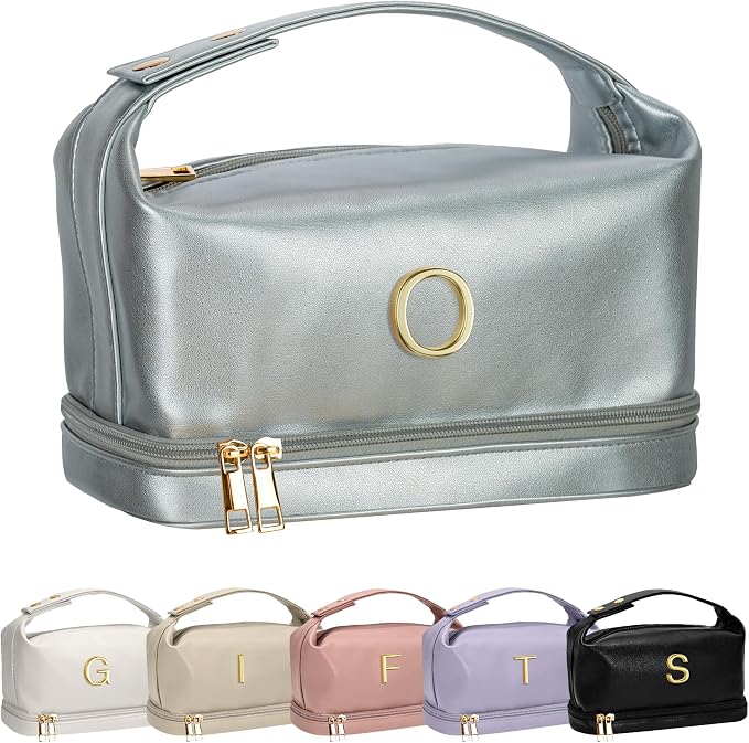 Gifts With Initials for Women, Personalized Makeup Bag with Handle, Initial by Vogewood