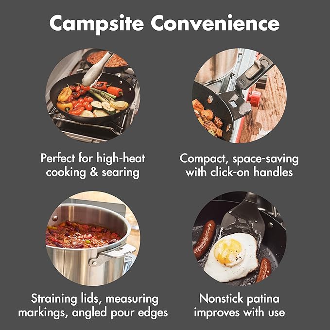 OXO Outdoor 8 Piece Camping Cookware Set, 2.25QT and 5QT Stainless Steel - Image 5