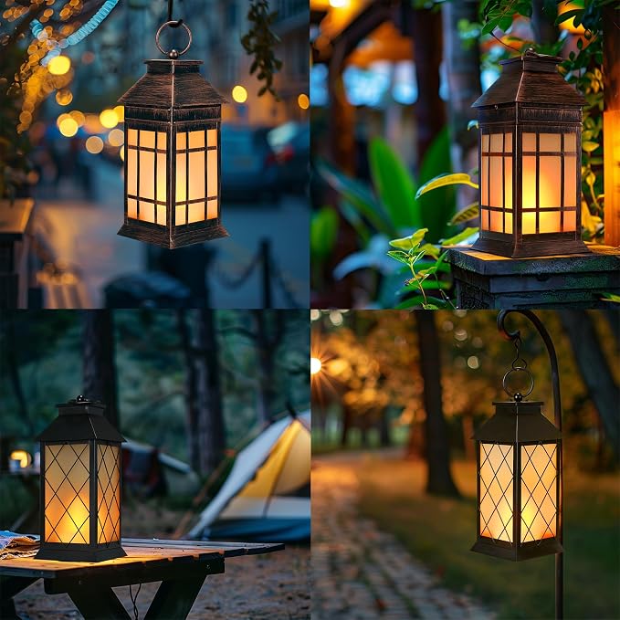 18" Glass Solar Lanterns Outdoor Waterproof, Large Solar Flickering Flame - Image 7