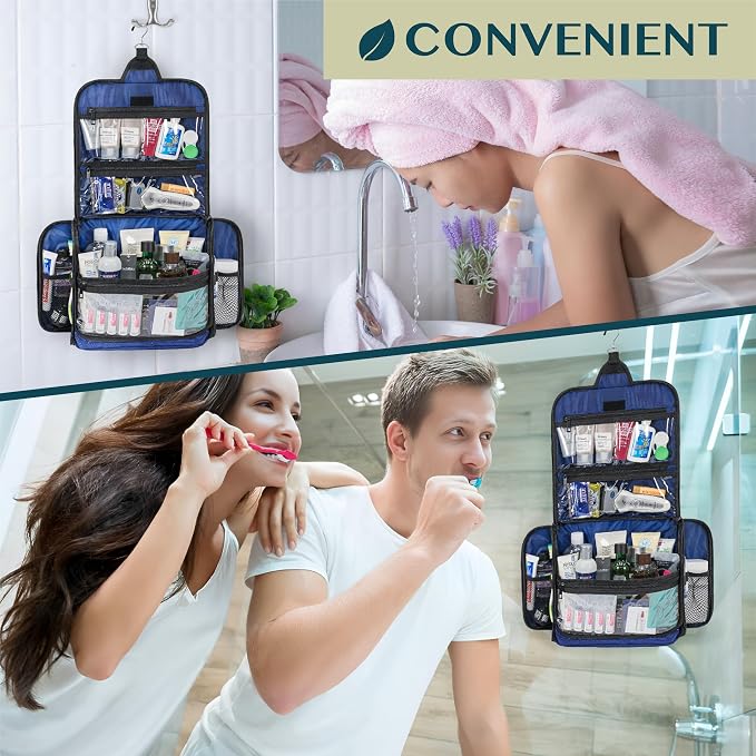 PAVILIA Large Hanging Toiletry Bag Travel Bag Women Men, Cosmetic Organizer - Image 8