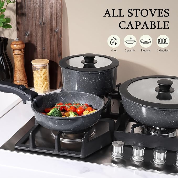 GiPP Ceramic Non Stick Frying Pans Set Removable Handle, Dishwasher & Oven Safe - Image 7