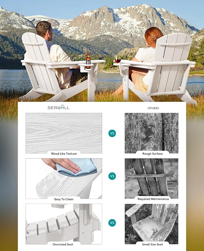SERWALL Adirondack Chair with Cup Holders - Image 4