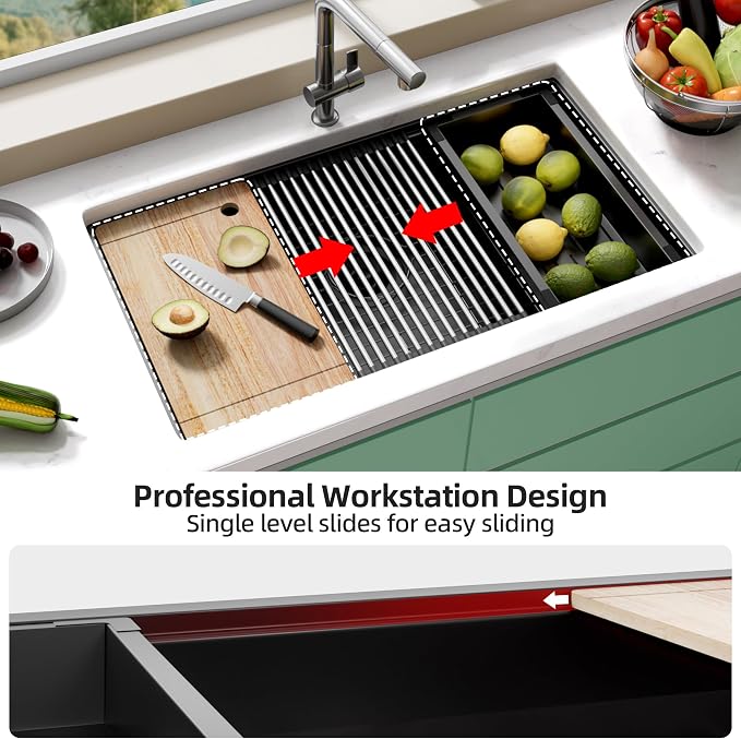 30 Inch Undermount Kitchen Sink Stainless Steel, 30x19 Undermount Workstation - Image 2