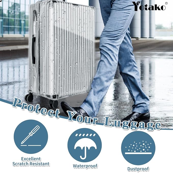Yotako Upgraded Zippered Clear PVC Suitcase Cover, 24 Inch Luggage Covers - Image 7