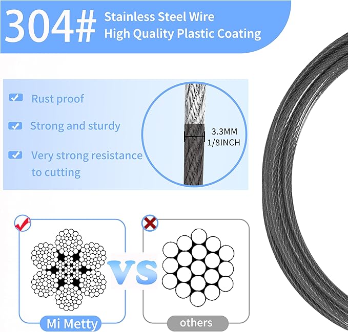 3.3mm Outdoor Travel Stainless Steel Security Cable-3ft Luggage Lock Safety - Image 2