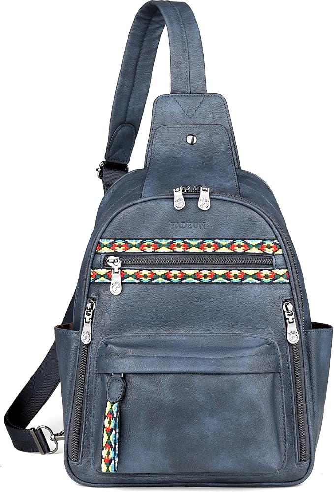FADEON Large Sling Bag for Women, Leather Crossbody Purse Designer Anti Theft by FADEON