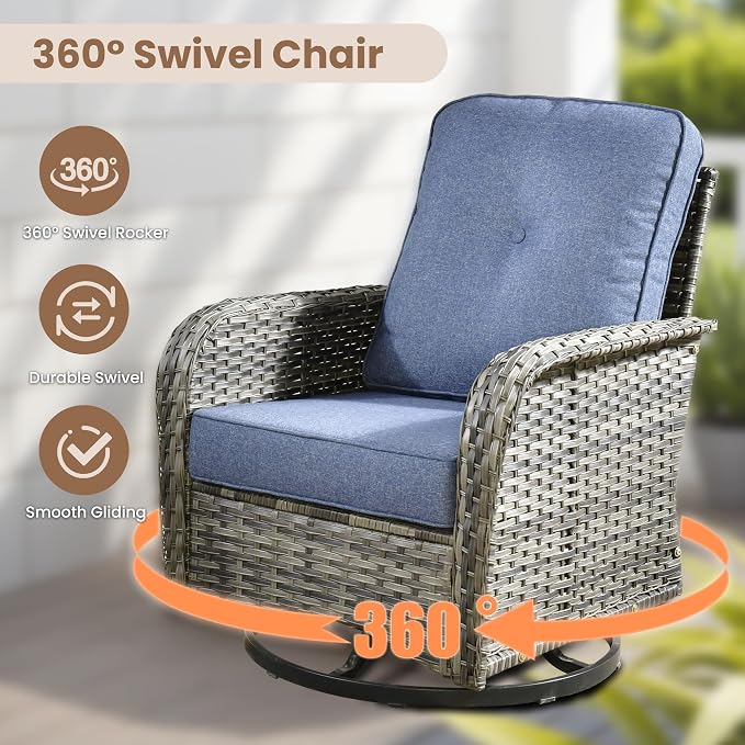 HOOOWOOO Patio Furniture Set, 8 Pieces Outdoor Conversation Set, All Weather - Image 2