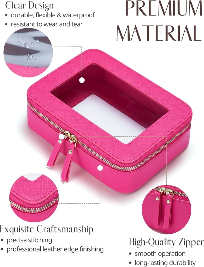 Popvibe Clear Makeup Bag Travel Cosmetic Case Transparent Toiletry Bag - Image 2