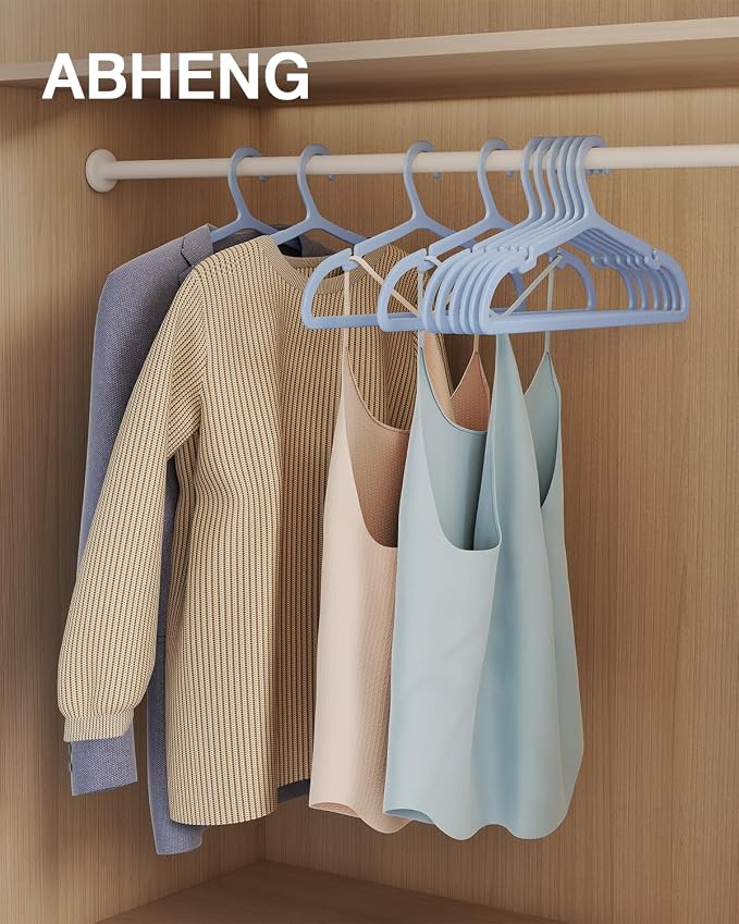 100 Pack Clothes Hangers, Non Slip Plastic Coat Hangers, Space Saving, Heavy - Image 2