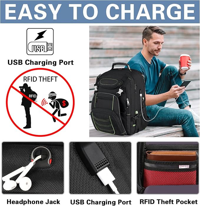 Travel Laptop Backpack, Extra Large 18.4 Inch Laptop RFID Anti Theft TSA - Image 4