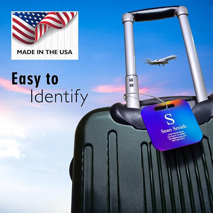 Personalized Engraved Gold Metal Luggage Tags - Image 5