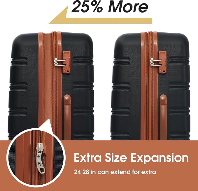 Merax Luggage sets of 3 Piece 20 28 IN Carry on Luggage Hard Case Black and - Image 4